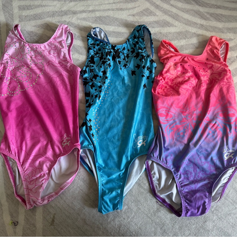 GK Kids Gymnastics Leotard Trio - Pink, Blue, and Purple